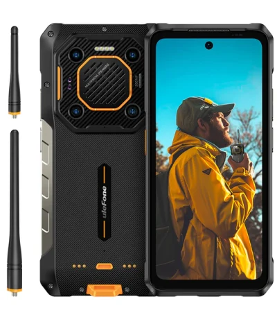 Ulefone Armor 26 Ultra Walkie-Talkie Edition 512GB 12GB RAM in Black with walkie-talkie antennas and 6.78-inch display at Ekila Digital Hub