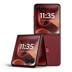 Motorola Razr 60 Ultra 256GB 12GB RAM foldable smartphone in Pantone Rio Red vegan leather with 4.0-inch external display at Ekila Digital Hub
