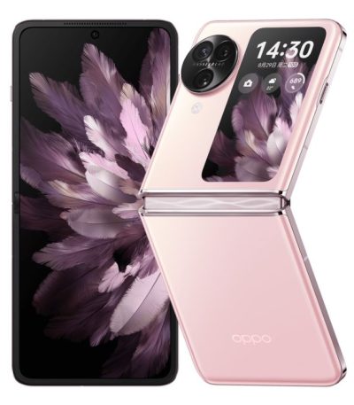 Oppo Find N3 Flip 512GB 12GB RAM foldable smartphone in Misty Pink with 3.26-inch cover display and Cosmos Ring at Ekila Digital Hub